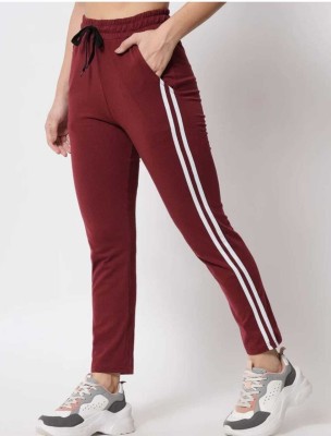 SKUs Striped Women Maroon Track Pants