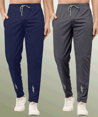 Z-DEVIL Solid Men Blue, Grey Track Pants