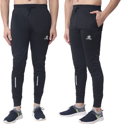 EnStore Solid, Printed Men Black Track Pants