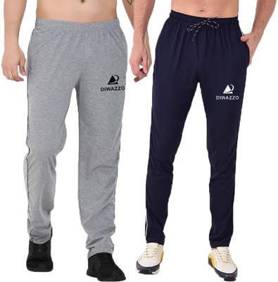 Diwazzo Printed Men Blue, Silver Track Pants
