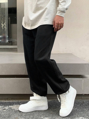 Dockstreet Solid Men Black Track Pants