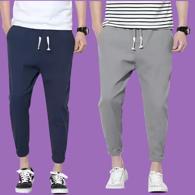 SHOTEK Solid Men Blue, Grey Track Pants