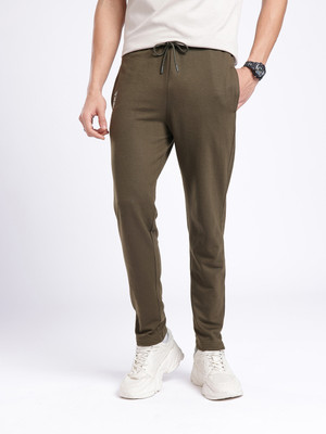 MXN Solid Men Dark Green Track Pants