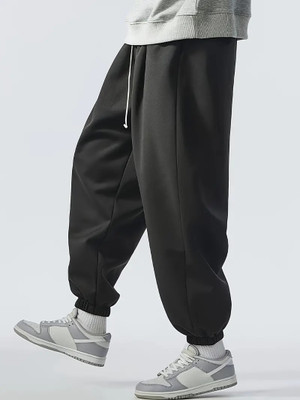 Dockstreet Solid Men Black Track Pants