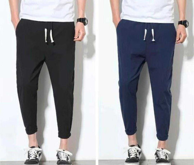 Detour Solid Men Black, Blue Track Pants