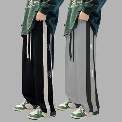 MACK JONNEY Solid, Colorblock Men Black, Grey Track Pants