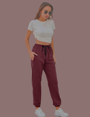My Swag Solid Women Maroon Track Pants