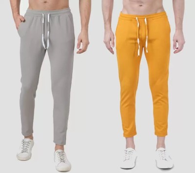 Shazam Mart Solid Men Grey, Yellow Track Pants