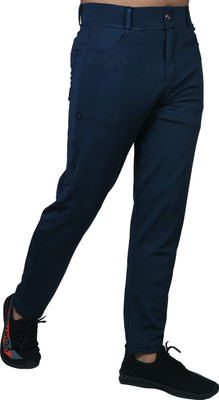 BWD Solid Men Blue Track Pants