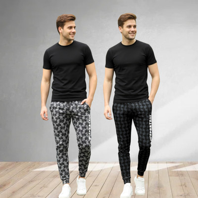 tthe dreams Printed Men Black, Grey Track Pants