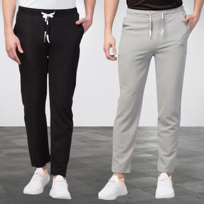 amenterprises Solid Men Black, Grey Track Pants