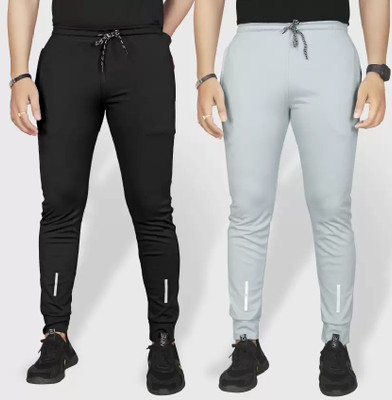 Men Black, Grey Trousers