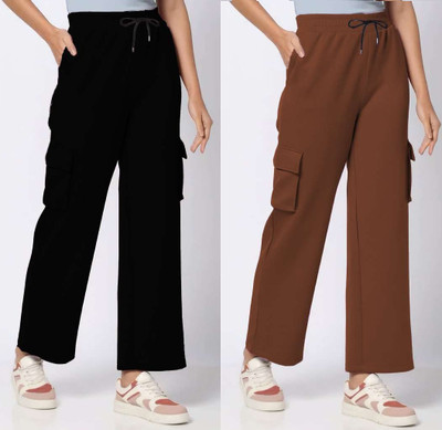 mfb Loose Fit Women Black, Brown Trousers