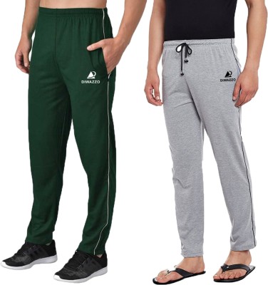 Diwazzo Solid Men Grey, Dark Green Track Pants