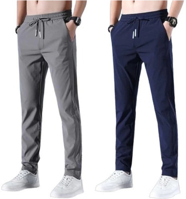 METRONAUT Solid Men Dark Blue, Grey Track Pants