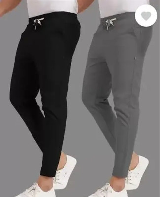Solid Men Black, Grey Track Pants