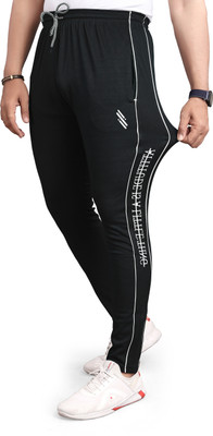 Z-DEVIL Solid, Printed Men Black Track Pants