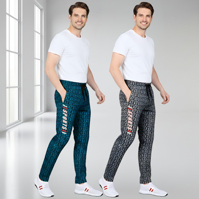 tthe dreams Printed Men Dark Blue, Grey Track Pants