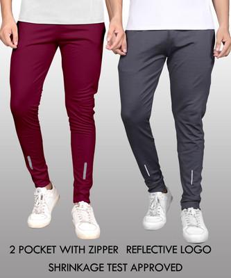 Z-DEVIL Solid Men Grey, Maroon Track Pants
