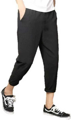 MSF Solid Men Black Track Pants