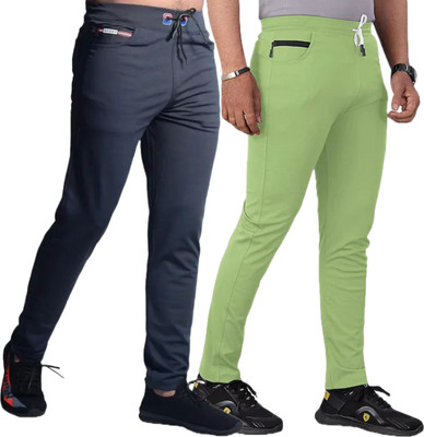 MAANU Solid Men Dark Blue, Light Green Track Pants