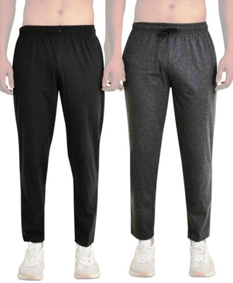 FLYZEN Solid Men Black, Grey Track Pants