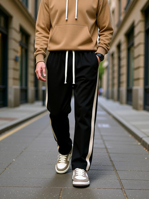 Scalesstyle Solid Men Black, Beige Track Pants