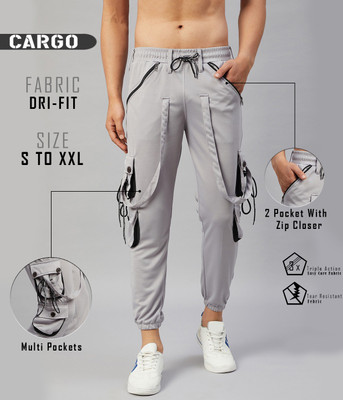 Chrome & Coral Solid Men Grey Track Pants