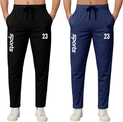 FLYZEN Solid Men Black Track Pants