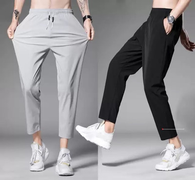 Solid Men Grey Track Pants