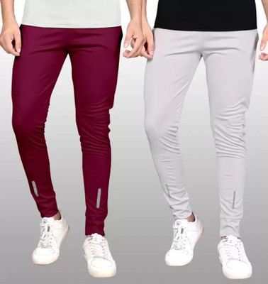 DRB CREATION Solid Men Maroon, Grey Track Pants