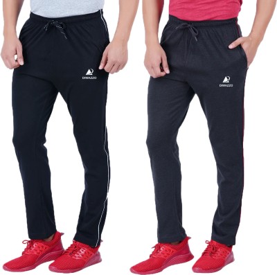 Diwazzo Solid Men Grey, Black Track Pants