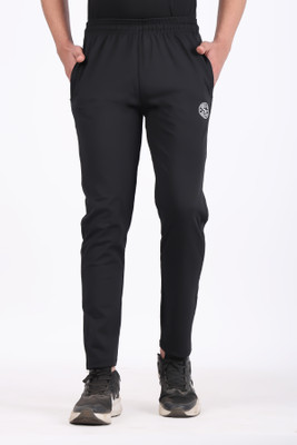 SmallTry Solid Men Black Track Pants