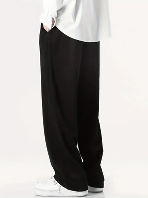 Dockstreet Loose Fit Men Black Trousers