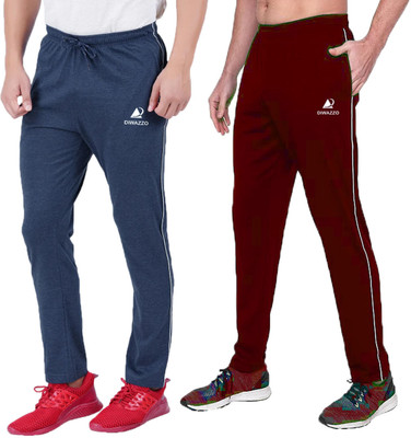 Diwazzo Solid Men Light Blue, Maroon Track Pants