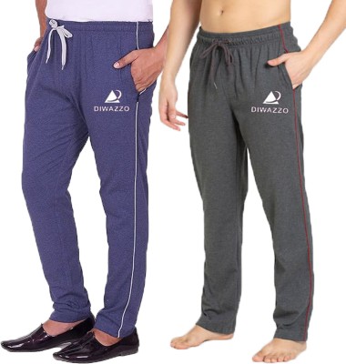 Diwazzo Solid Men Light Blue, Silver Track Pants