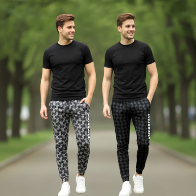 RK Costing Printed Men Black, Grey Track Pants