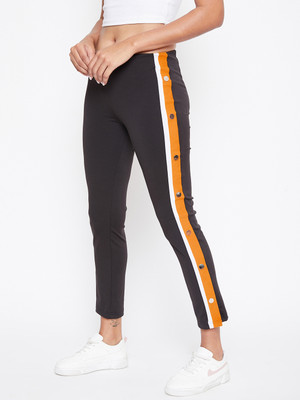 Chrome & Coral Colorblock Men Black Track Pants