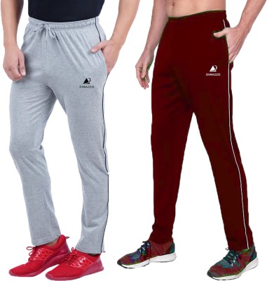 Diwazzo Solid Men Silver, Maroon Track Pants