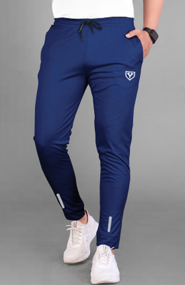 Pink Formal Solid Men Dark Blue Track Pants