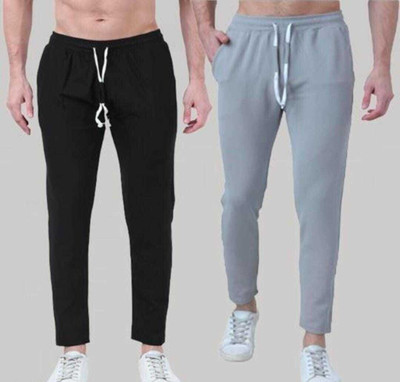 HoC Solid Men Black, Grey Track Pants
