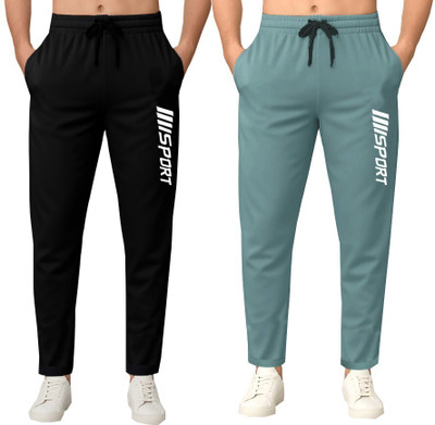 FLYZEN Solid Men Black, Grey Track Pants