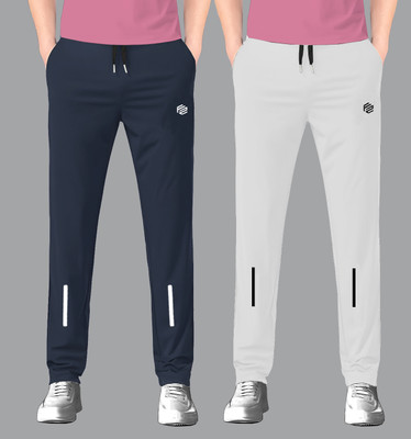 FLYZEN Solid Men Grey Track Pants