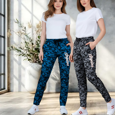 tthe dreams Printed Women Grey, Blue Track Pants