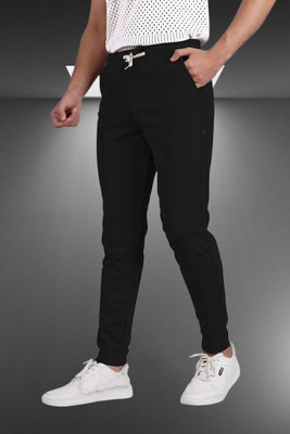 EnStore Solid, Printed Men Black Track Pants