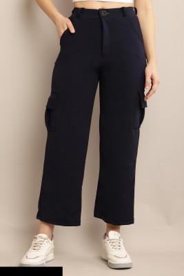 Indy Made Straight Fit Women Black Trousers