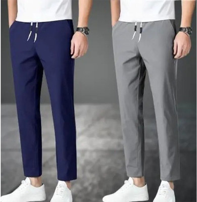 CHENECLOTH Solid Men Dark Blue, Grey Track Pants