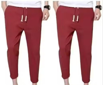 Virtanen Solid Men Maroon Track Pants