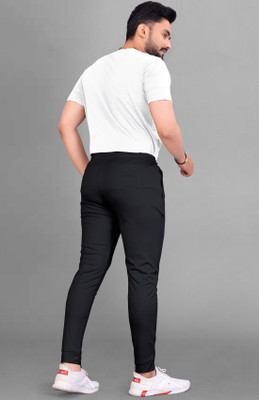 Z-DEVIL Solid Men Black Track Pants