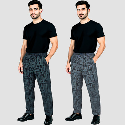 RK Costing Printed Men Black, Grey Track Pants